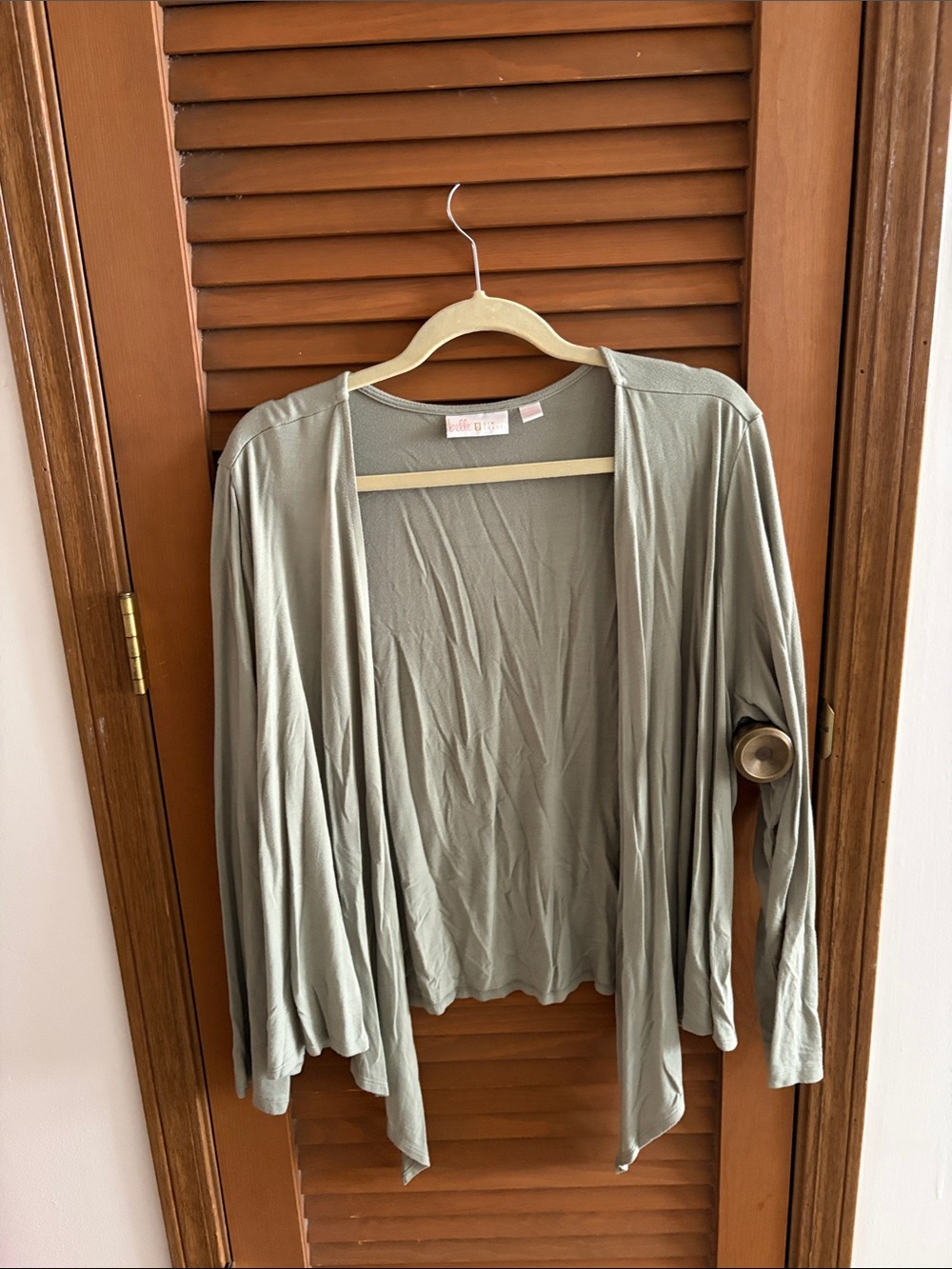 Belle by Kim Gravel Lightweight Open-Front Cardigan in Sage Green